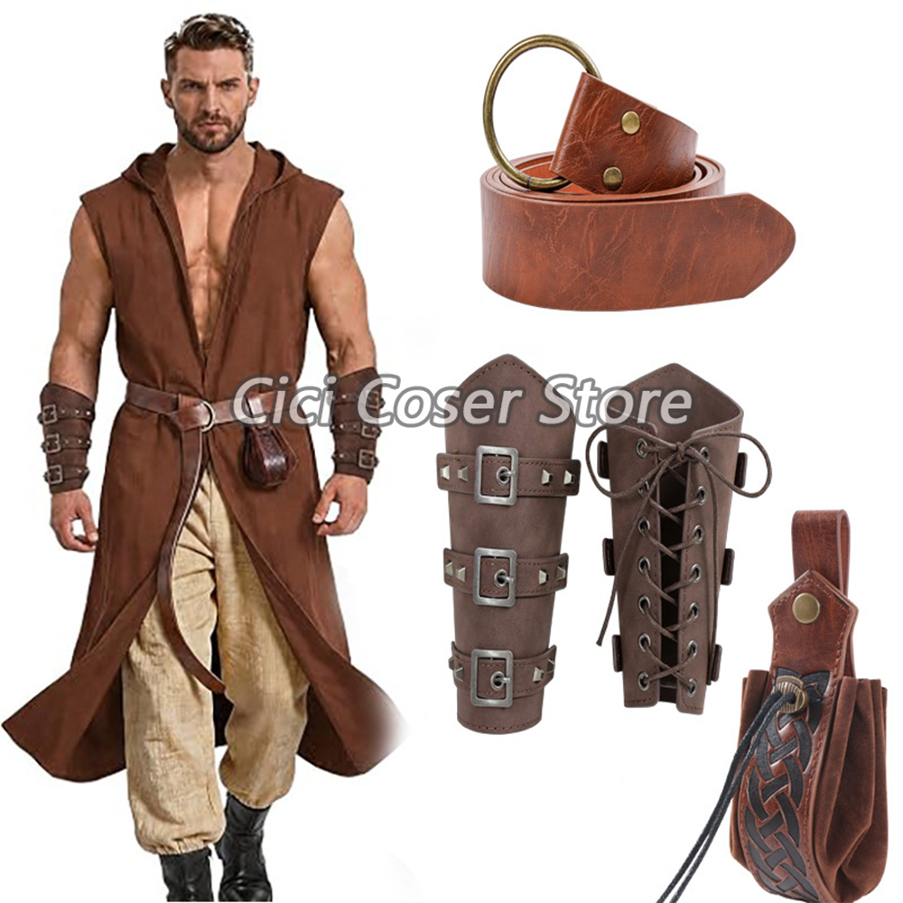 Cosplay Prop - Orta Çağ PU Deri Kemer, Kol